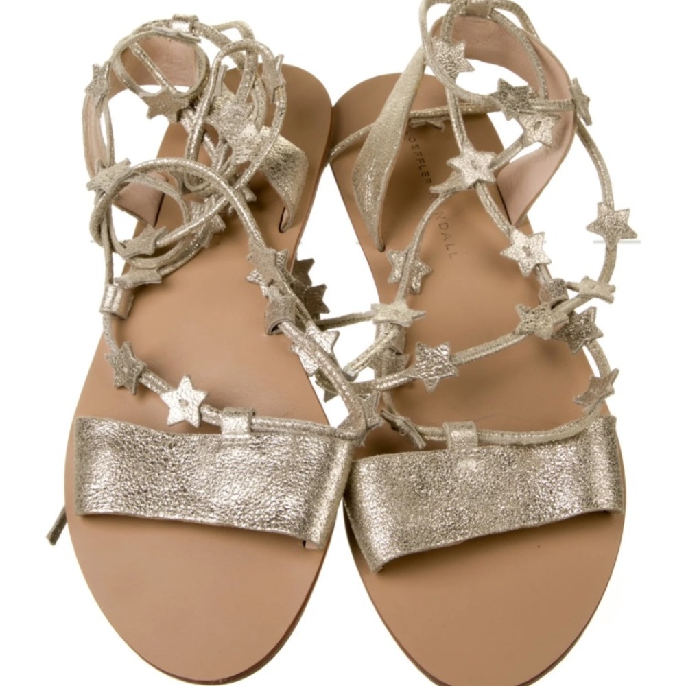 Loeffler Randall Metallic Silver Star Wrap Sandals